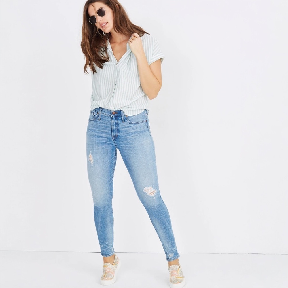 Madewell Distressed High Rise Skinny Jean Size 28